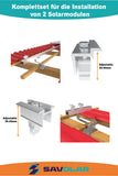 SAVOLAR Solarmodul Halterung Ziegeldach Montageset für 2 Paneele – Edelstahl-Dachhaken und Aluminium-Profile, kompatibel mit 30-40 mm  dicke Solarmodulen auf Schrägdächern